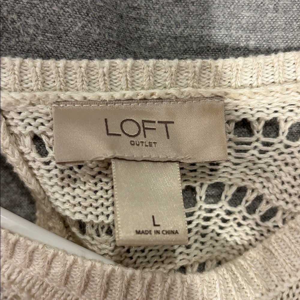 Loft outlet Elegant Cream Knit Sweater size large open back - Picture 2 of 3
